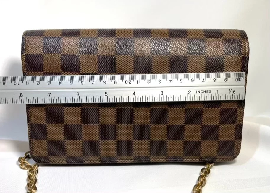 Bolso de hombro marrón a cuadros Daisy Rose cartera sin asas cadena dorada magnética 5x8" Foto 4 de 4