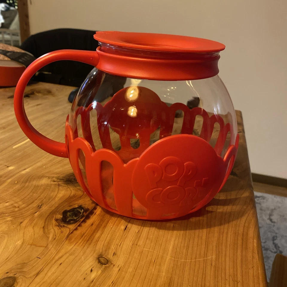 Ecoolution Micro-Pop Microondas Palomitas Popper 3 cuartos Temperatura Seguro Vidrio Rojo Foto 3 de 3