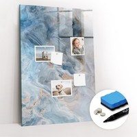 Magnetboard Glas Beschreibbar Inkl Magneten Marker Notizen Marmormuster 60X90 Cm