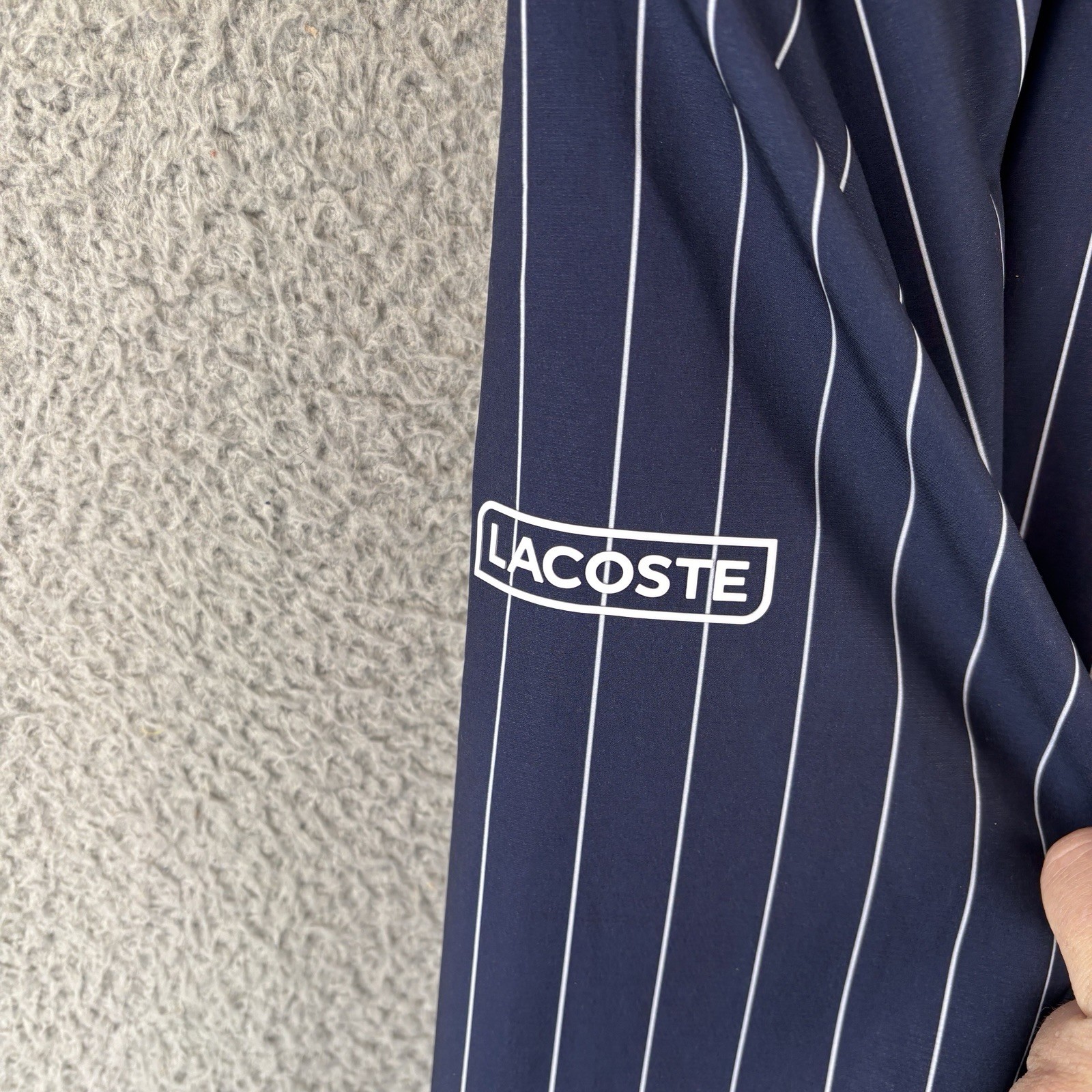 Novak Djokovic Lacoste Sport Full Zip Jacket Mens L/XL Navy Pinstripe Tennis thumbnail 3