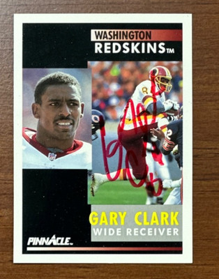 Gary Clark Washington Redskins Signed 1991 Pinnacle Autograph