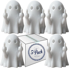 Finger Flip off Ghost Figurines, 5 Pack, Funny Halloween Decor Gag Gift, Made in