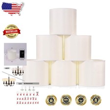 Set of 6 Cream White Drum Lamp Shades Modern Clip-on 5.5" Textured Fabric