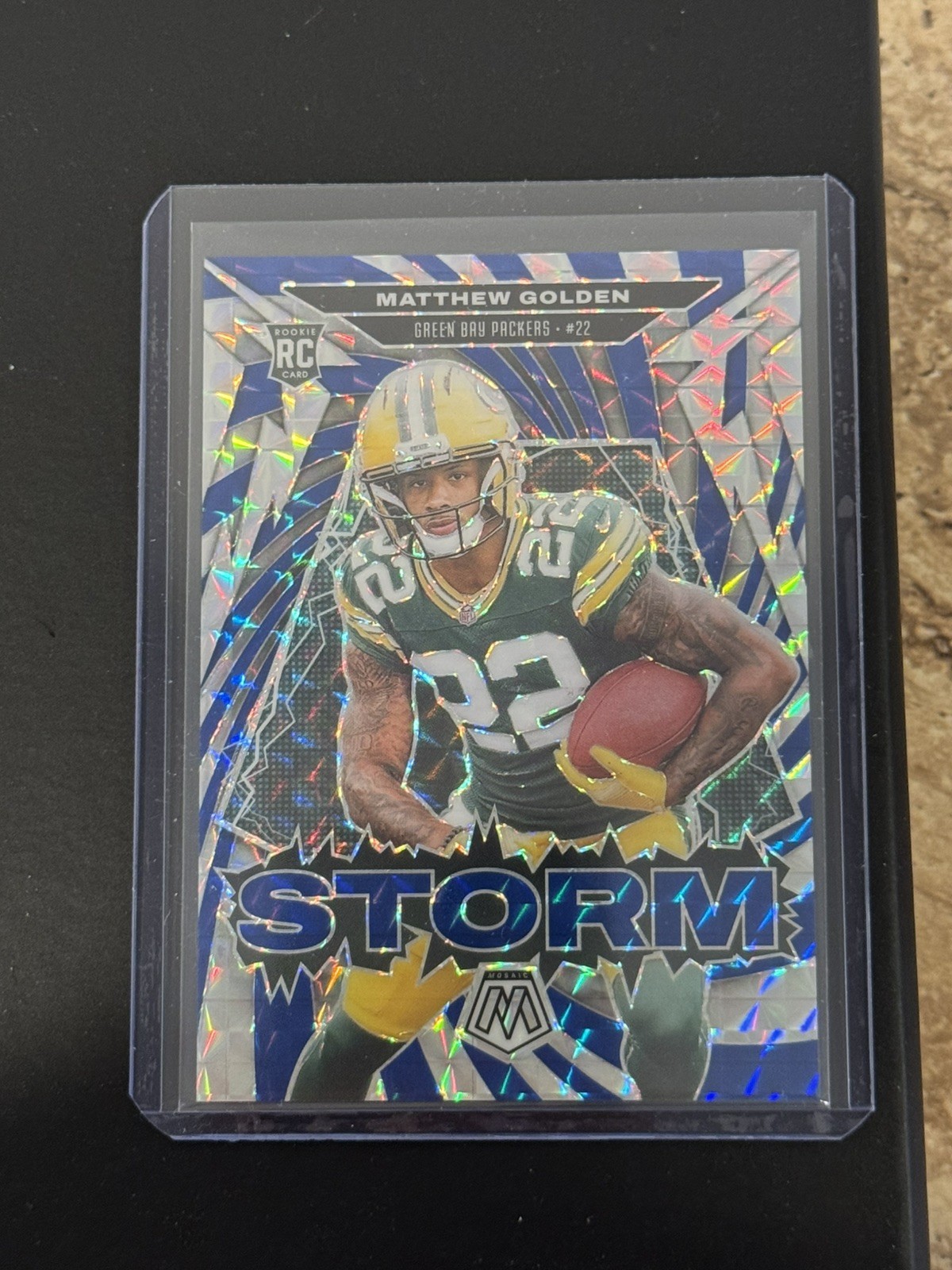 2025 Mosaic Matthew Golden Storm Blue Mosaic Prizm /99 Packers