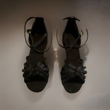 HROYL Black Strappy Ballroom Dance Shoes for Women Size 37 Elegant Performance