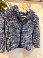 Girls Eddie Bauer Fleece Jacket Kids Size Small 7/8 Hooded Pockets Full Zip
