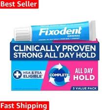 Complete  Denture Adhesive Cream 2.4 oz - 3 Pack for All-Day Comfort