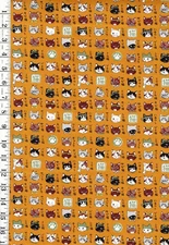 KOKKA - Japanese Cat Dictionary - YPA-56030-2C - Mustard - Oxford - By Half Yard