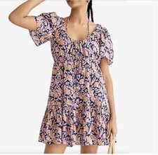 J. Crew Womens Blue floral tiered dress size Small Milkmaid Beach Summer