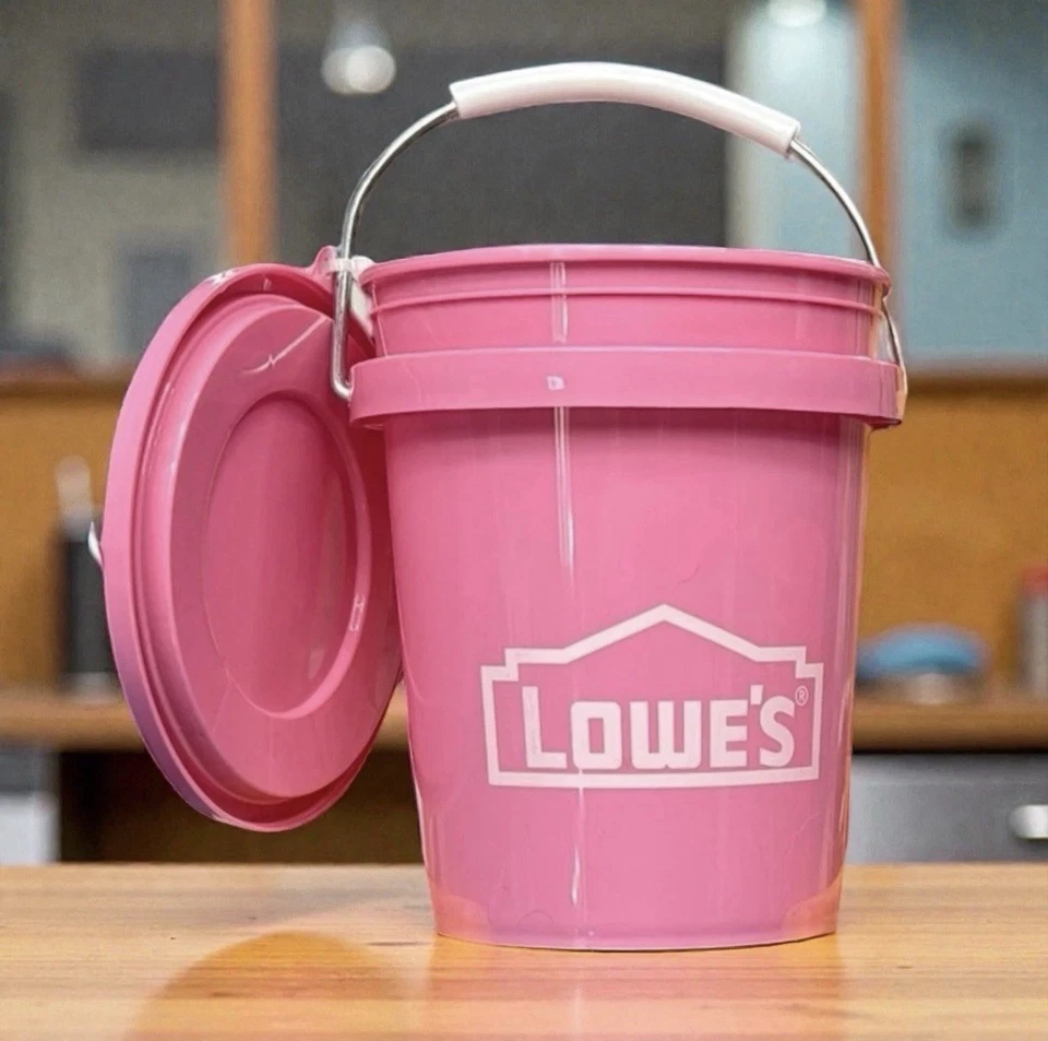 LOWES Lowe’s Mini Bucket Pink W/ Lid RARE color