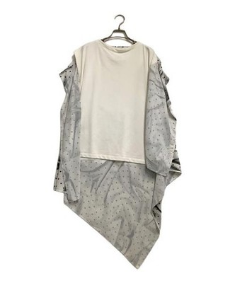 Maison Margiela XS White Cotton Polyester Asymmetric Draped Sweatshirt Top