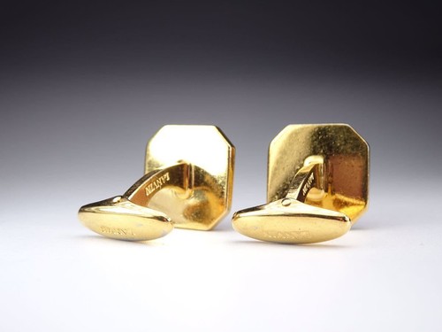 Lanvin Lapis Lazuli Blue 2L Logo Cufflinks gold men jewelry formal authentic - Picture 9 of 10