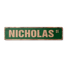 NICHOLAS Vintage Street Sign Childrens Name Room Metal Sign