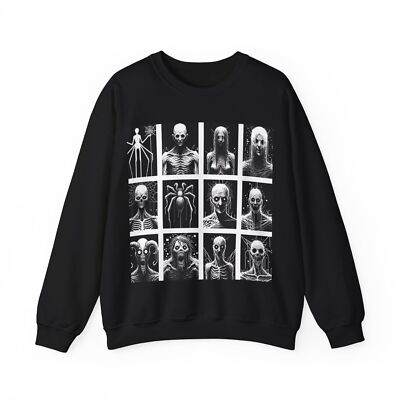 Adult Crew Sweatshirt Horror Portraits Distorted Reality Retro Pixel Style Art