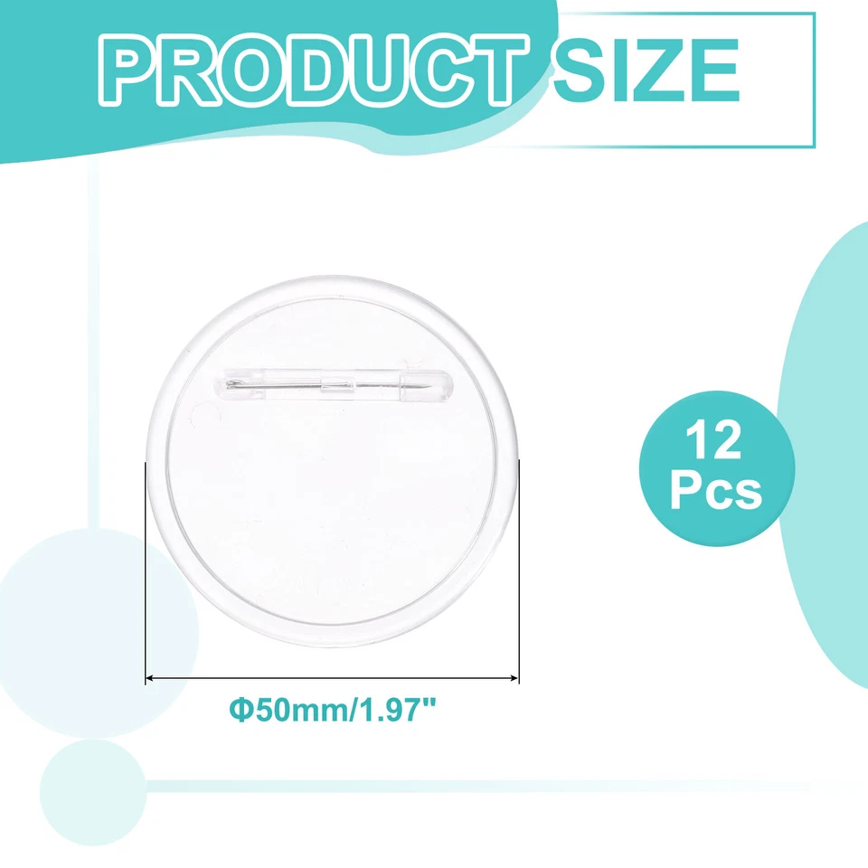 12Pcs Acrylic Sewing Buttons Pin Clear 1.97" Button Maker Badges Foto 2 de 4