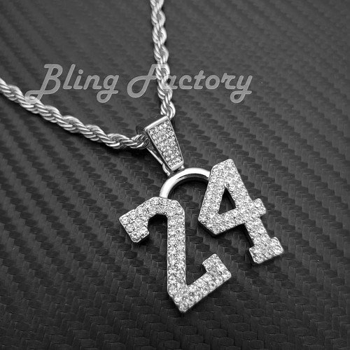 Iced Kobe Forever 24 Anhänger & 4mm 24" Seil Kette Mode Glitzer Hip Hop Halskette - Bild 5 von 8
