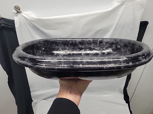 Bennington Potters Lg Oval Black Agate Serving Bowl 15"x 11” Vermont 2041 #5399 - Picture 8 of 24