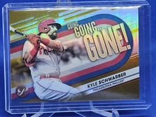 2023 Topps Pristine Going, Going, Gone Gold Refractor Kyle Schwarber 50/50 phils