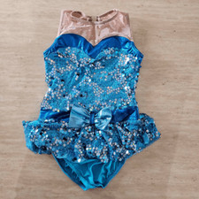 A wish come true large child blue sequin dance costume EUC
