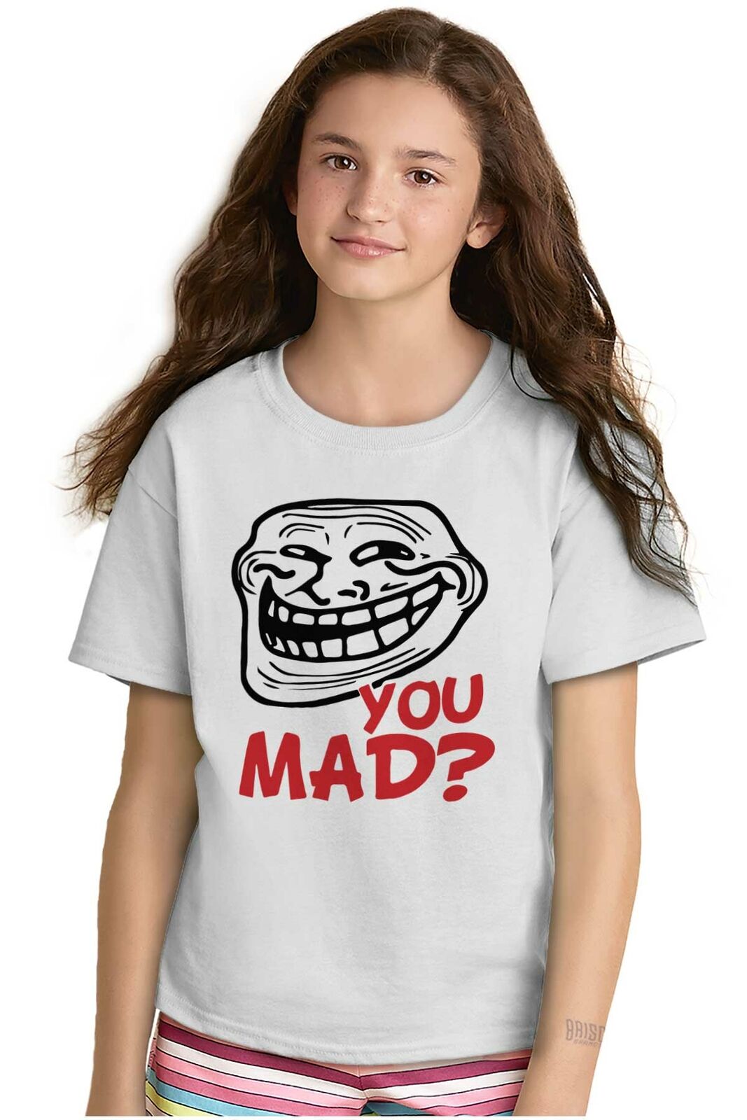 Troll Face Thug Life Sunglasses Funny Meme Youth Crewneck T Shirts Boy or  Girl