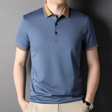 ZONBAILON Solid Men's Sports Soft Summer Business Short Sleeve Polo Shirt