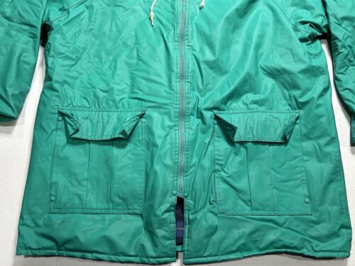 Vintage Misty Harbor Flannel Lined Rain Jacket Size Large Teal Green - Picture 2 of 14