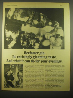 1966 Beefeater Gin Ad - Beefeater gin. Its enticingly gleaming taste
