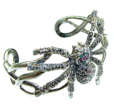 Black Widow Spinne 0,925 Sterlingsilber handgefertigtes Armband/Manschette