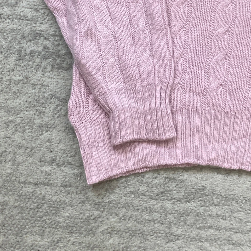 Suéter Ballantyne Cashmere Damas Medio Púrpura Tejido con Cable Preppy Informal Para Mujer Foto 2 de 4