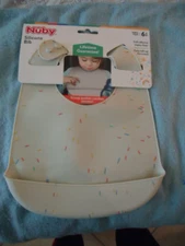 Nuby Silicone Bib Solid White Multi Color Sprinkles Scoop Pocket BPA Free 6+ mos