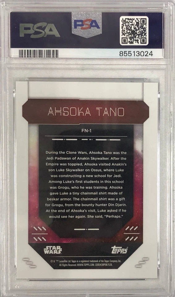 AHSOKA TANO 2023 FINEST STAR WARS GREEN 41/99 PSA 10 - Image 2 of 2