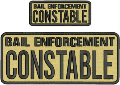 B E CONSTABLE EMBROIDERY PATCH 4X10 & 2X5 HOOK ON BACK BLACK ON KHAKI