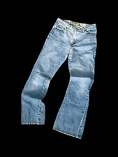 Vintage 90s Paris Blues Made in USA Light Wash Flare Jeans Worn Faded Size 5