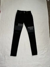 Boohoo Man Men’s Tagged 32” Measures 30” X 35” Patch Work Tall Skinny Jeans