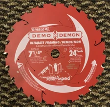 DIABLO DEMO-DEMON 7-1/4" CARBIDE TIPPED 24T CIRCULAR SAW BLADE # D0724D