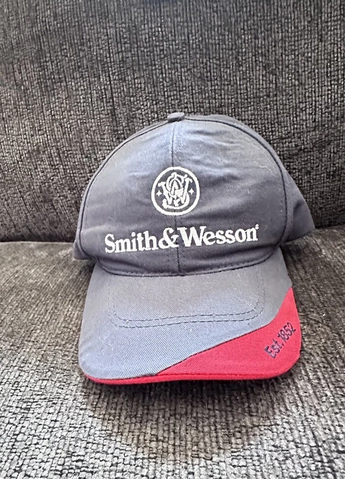 Smith & Wesson Azul Marino Blanco Rojo Sombrero Snapback Bordado Logo Gorra Foto 2 de 4