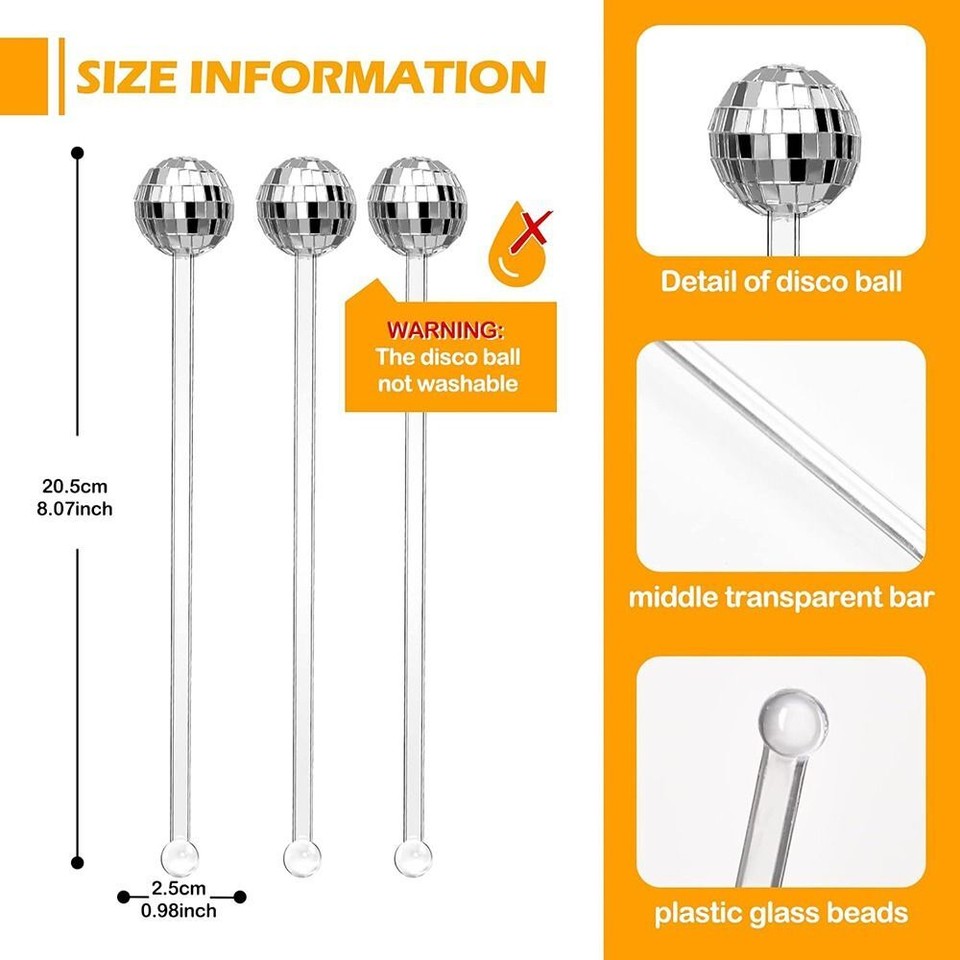 Disco Balls Swizzle Sticks Mirror ball Tea Stirrer Cocktail Stirrers eBay