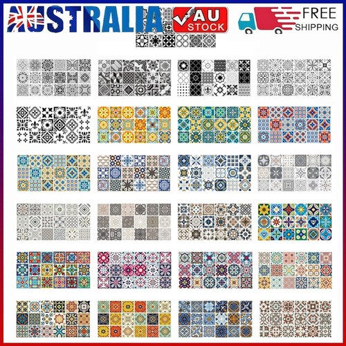 Retro Tile Floor Stickers PVC Bathroom Kitchen Waterproof Paste Wall ...