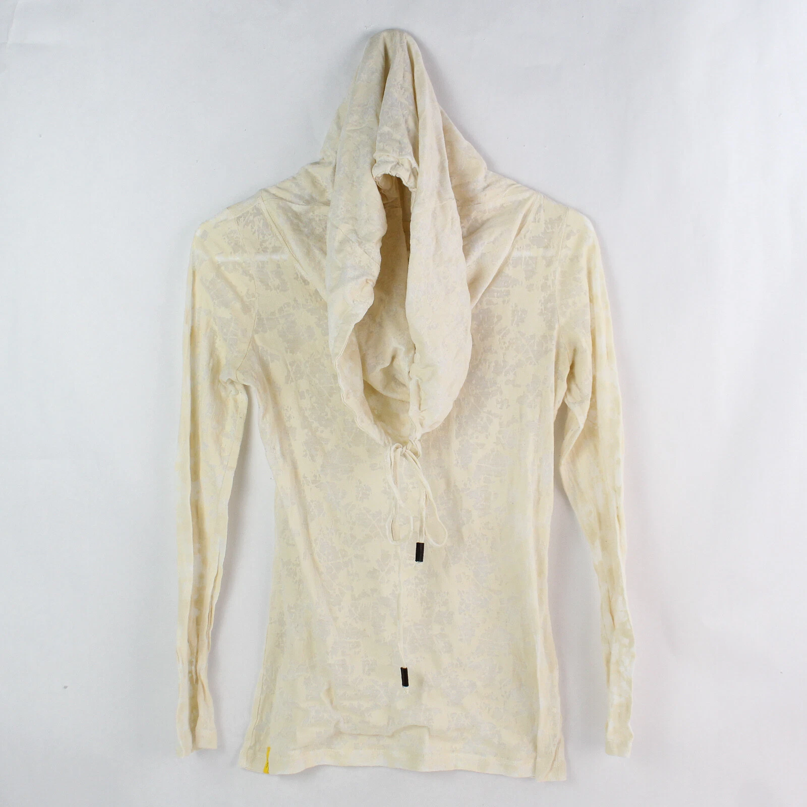 lole sheer drawstring cowl neck long-sleeve shirt