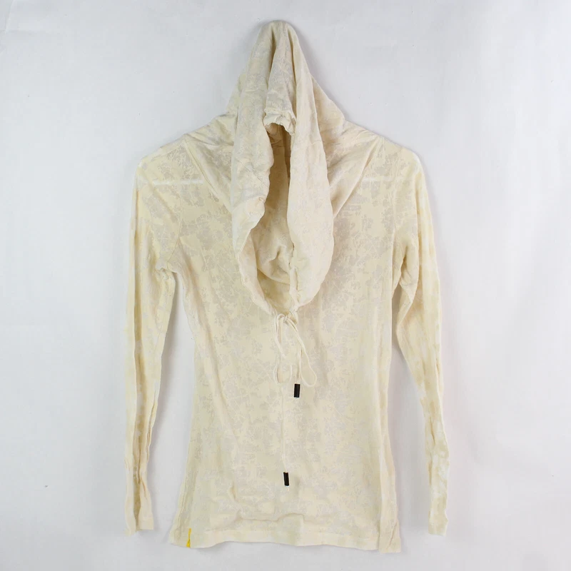 lole sheer drawstring cowl neck long-sleeve shirt