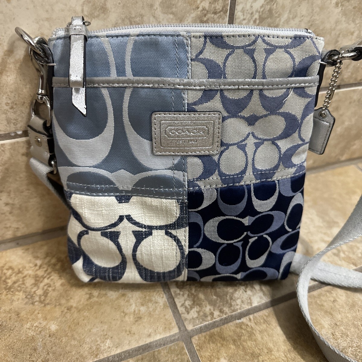 Coach Poppy Signature Denim Patchwork Leather Crossbody Shoulder