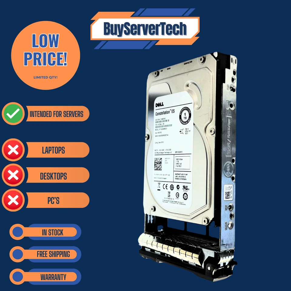 Dell 740YX ST1000NM0001 1TB 7200RPM SAS 6Gbps 3.5" HDD | Zero Hours | 1YR Warran - Image 3 of 4