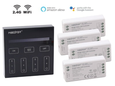 MiBoxer 1-4 Zone Wireless Wall Panel + Mini LED Dimmer 12V 24V B1-B Mi-Light Black