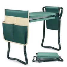2-in-1 Garden Kneeler and Seat, Heavy Duty Gardening Bench with 2 Tool Pouches