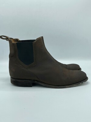 JD Fisk Mens Brown Leather Chelsea Ankle Pull-On Boots Size  display picture 2