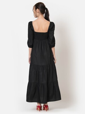 plain black cotton maxi dress Buy Afrinca