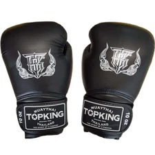 Top King TKBGSA Air Black Muay Thai Boxing Gloves, Durable Leather, Breathable