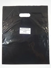 500 Qty. 12" x 15" Black Glossy Low Density Merchandise Bag Retail Shopping Bags