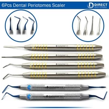 6Pcs Dental Periotomes Atraumatic Extraction Scalers PDL Perio Ligaments PT1-PT2
