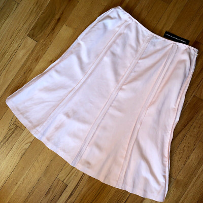 Linda Allard Ellen Tracy Midi Skirt Size 8 Old Money Quiet Luxe Linen Silk $228